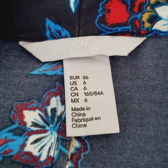 H&M Navy Floral Cottagecore Maxi Shirt Dress - Picture 6 of 9
